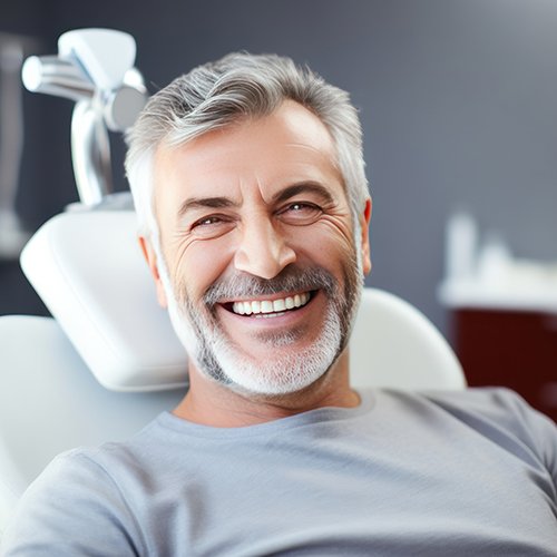 Smiling, mature man in dental treatment chair